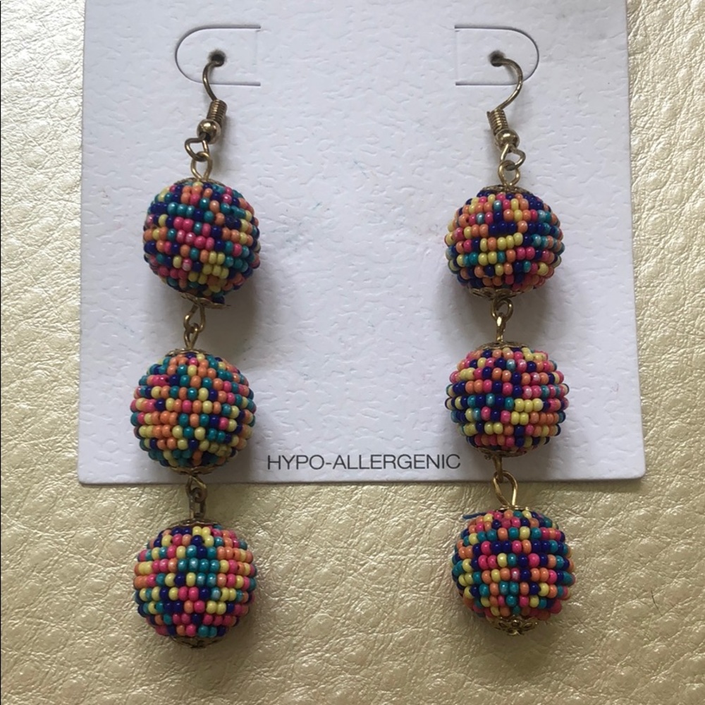 Multi-colored Beaded drop earrings